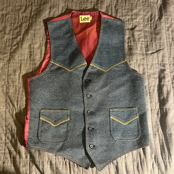 Lee Blue Denim Vest with Red Interior - Picture 1 of 2